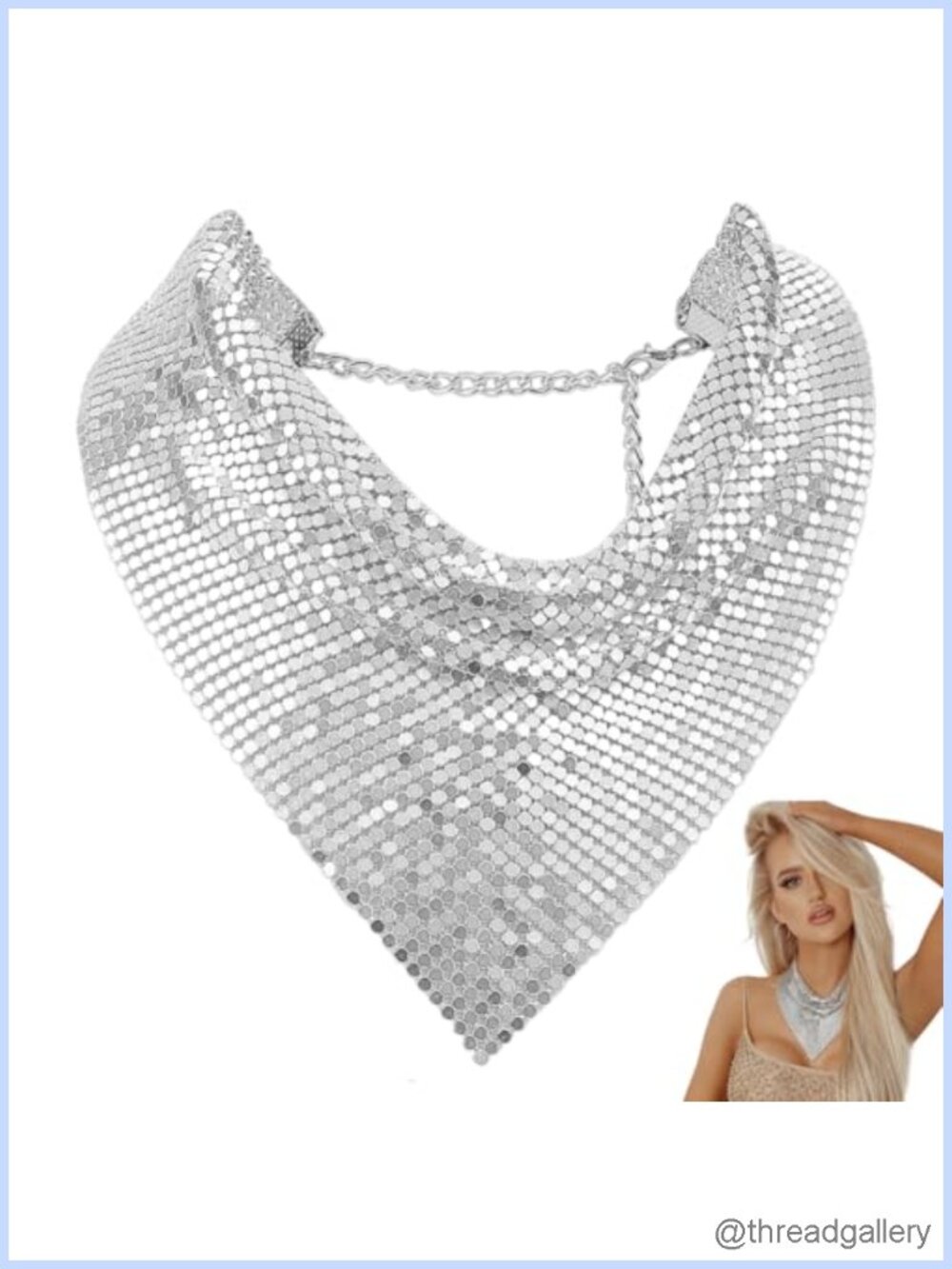 Sequin Tie 2-Pack Lightweight Sparkly Scarf Necklace for Women Adjustable